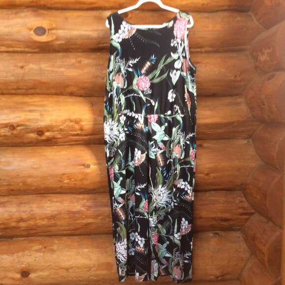 CJ Banks Tropical Floral Print Sleeveless Flowy Wide Leg Boho Jumpsuit Size 1X - Picture 1 of 5